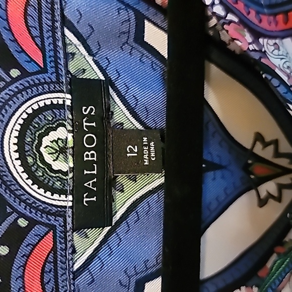 Talbots Silk Pullover Blouse Size 12, Blue, pink and green - Picture 2 of 4